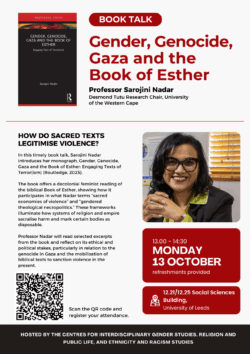 poster advertising book talk by Sarojini Nadar, with a picture of the author